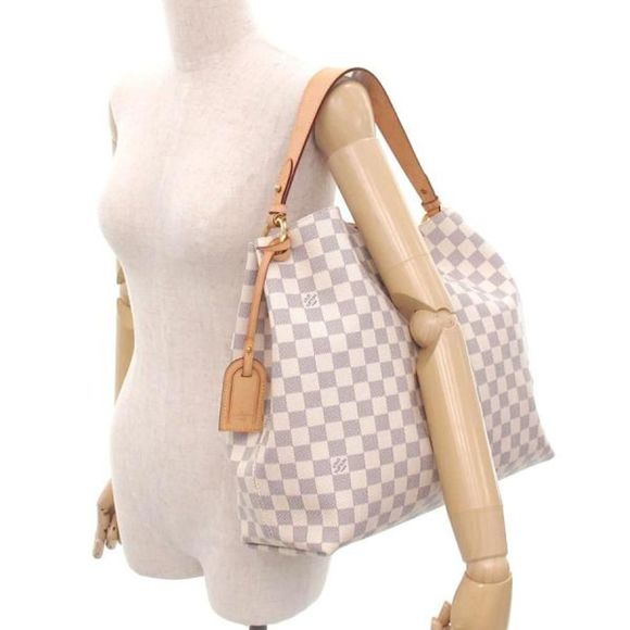 Louis Vuitton Damier Azur Graceful MM White Hand Bag - Picture 9 of 9